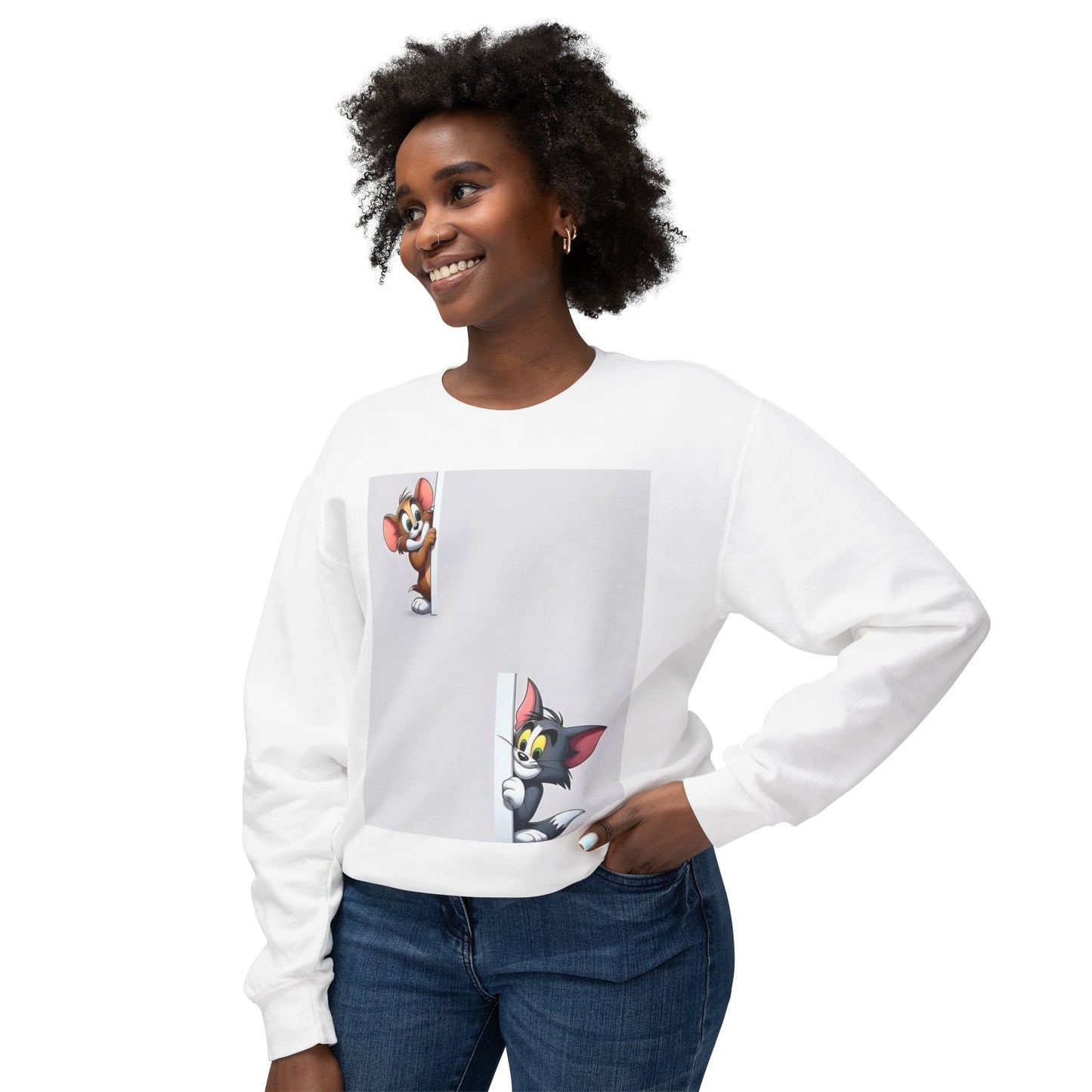 Tom and Jerry Unisex Lightweight Crewneck Sweatshirt