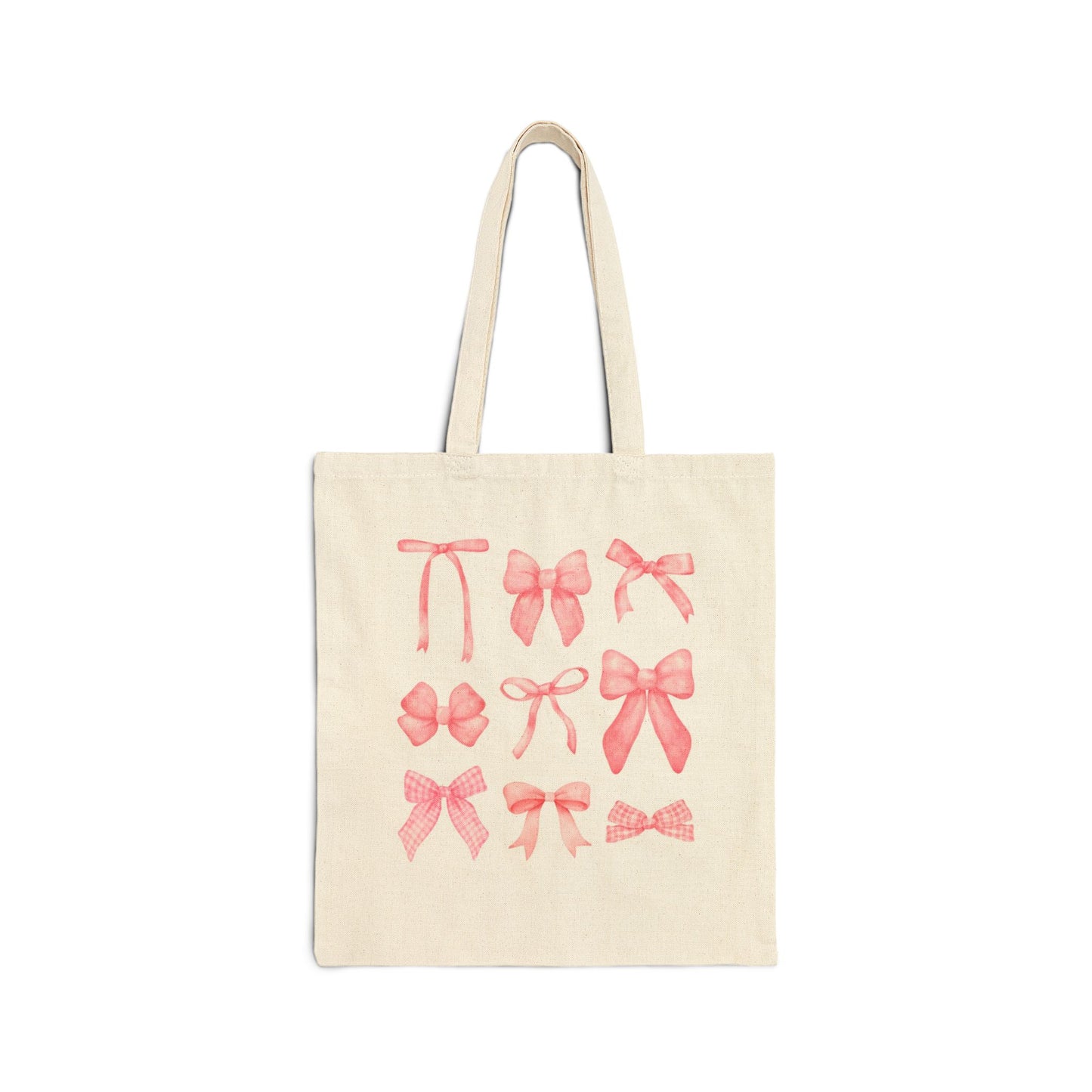 Chic Pink Bow Cotton Canvas Tote Bag